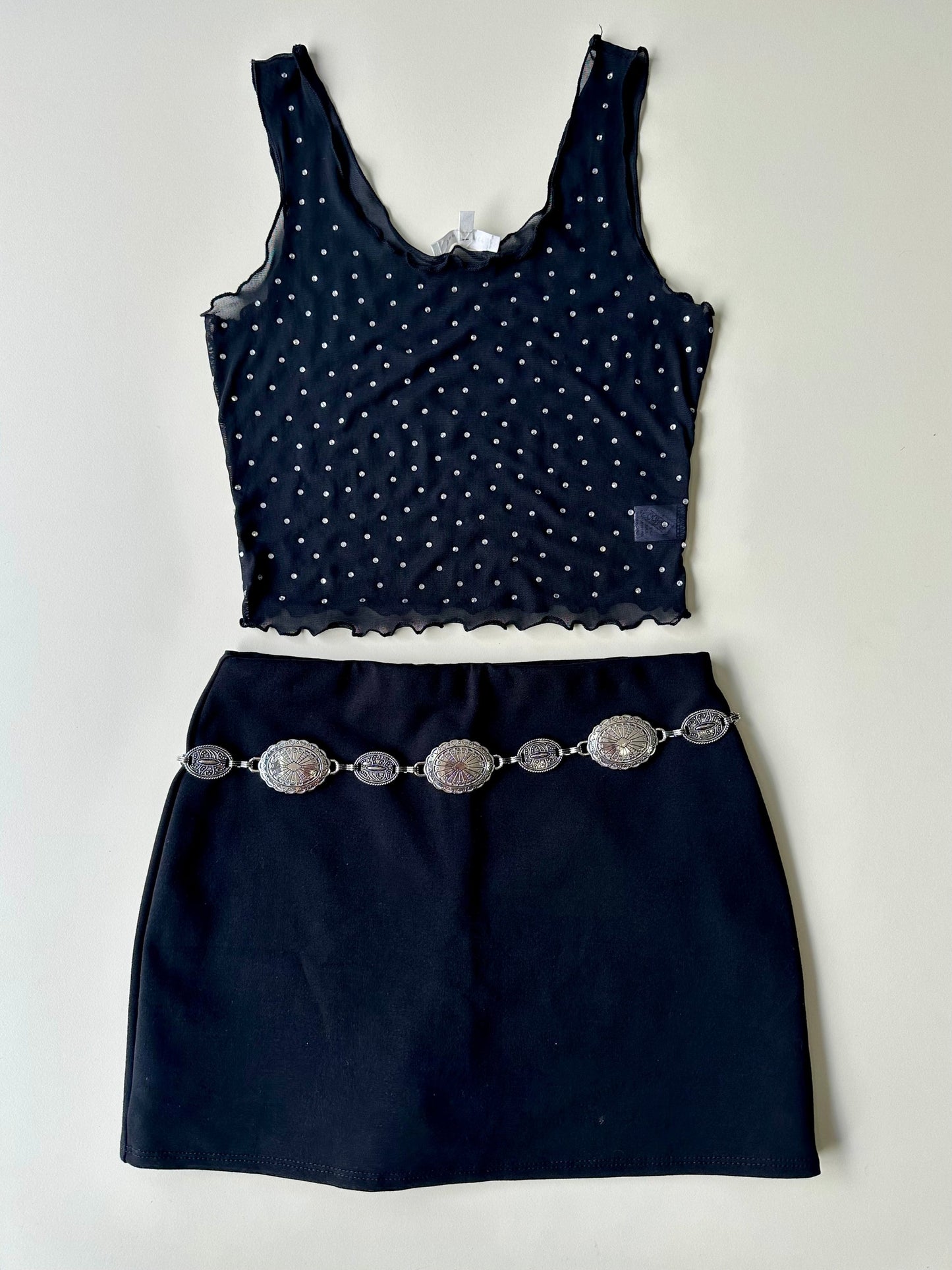 Blusa mesh con piedritas